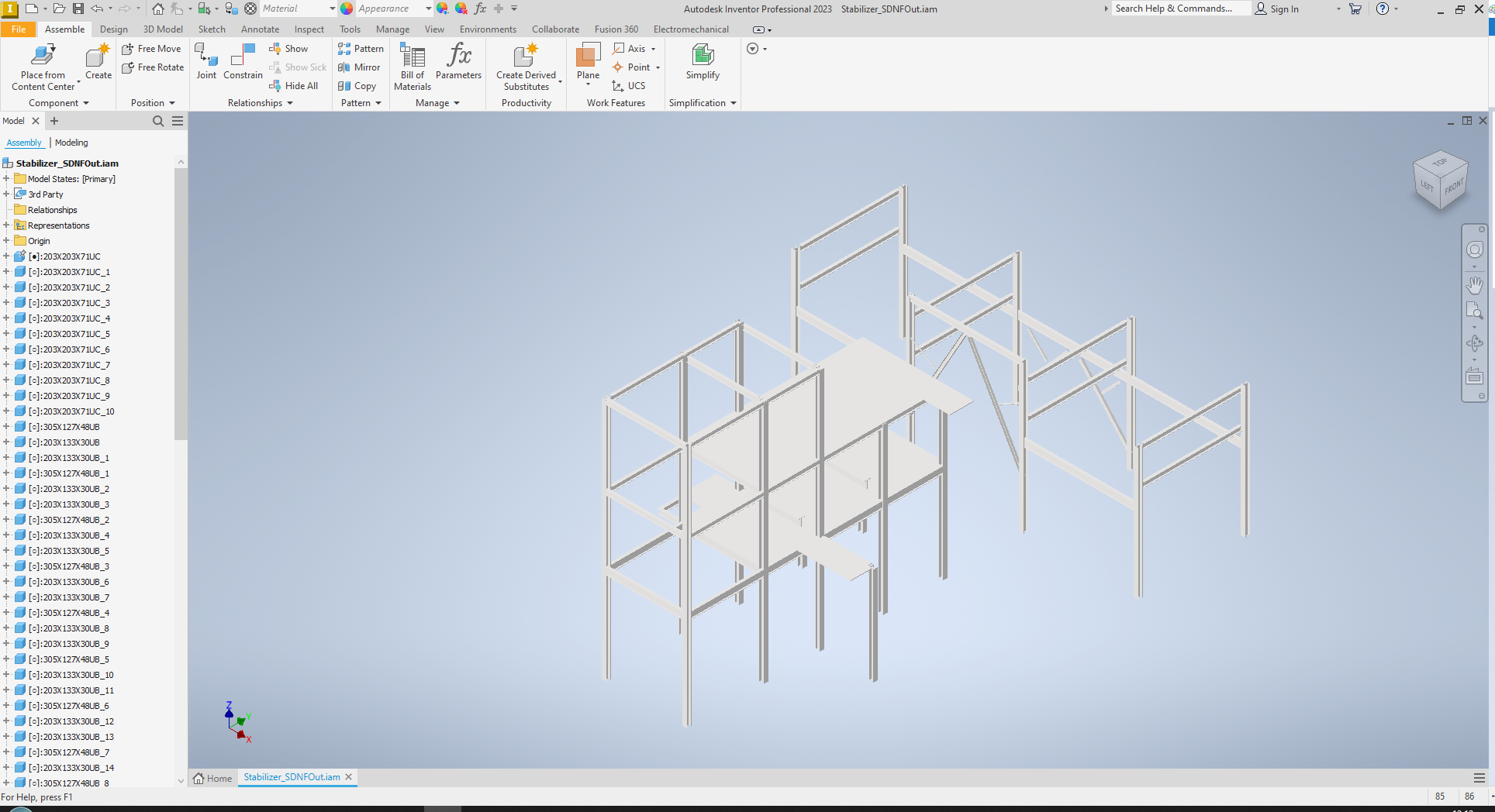 SDNF-Modell importiert in Autodesk Inventor 2023 mit STEP