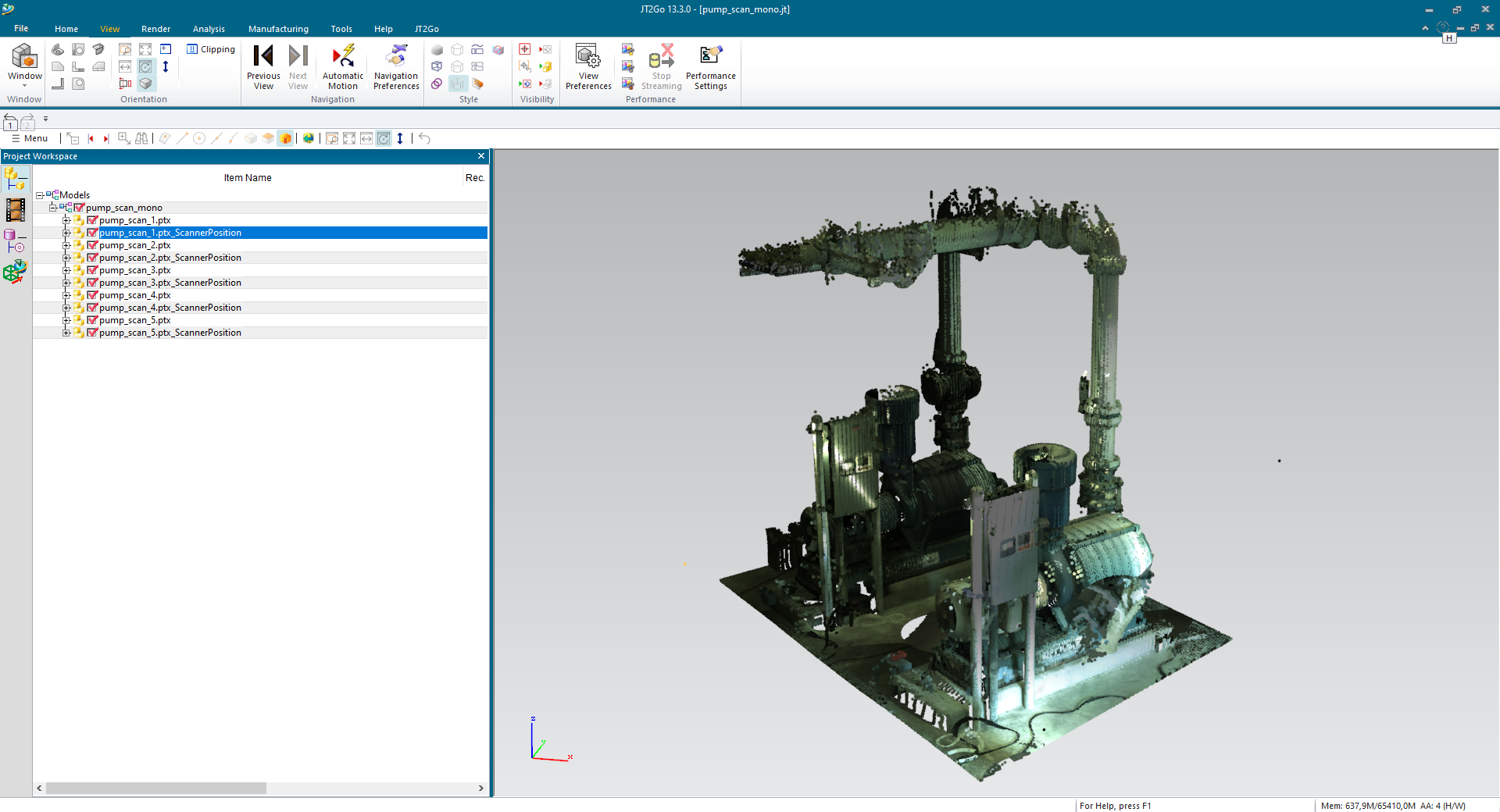 Laserscan data converted into JT format